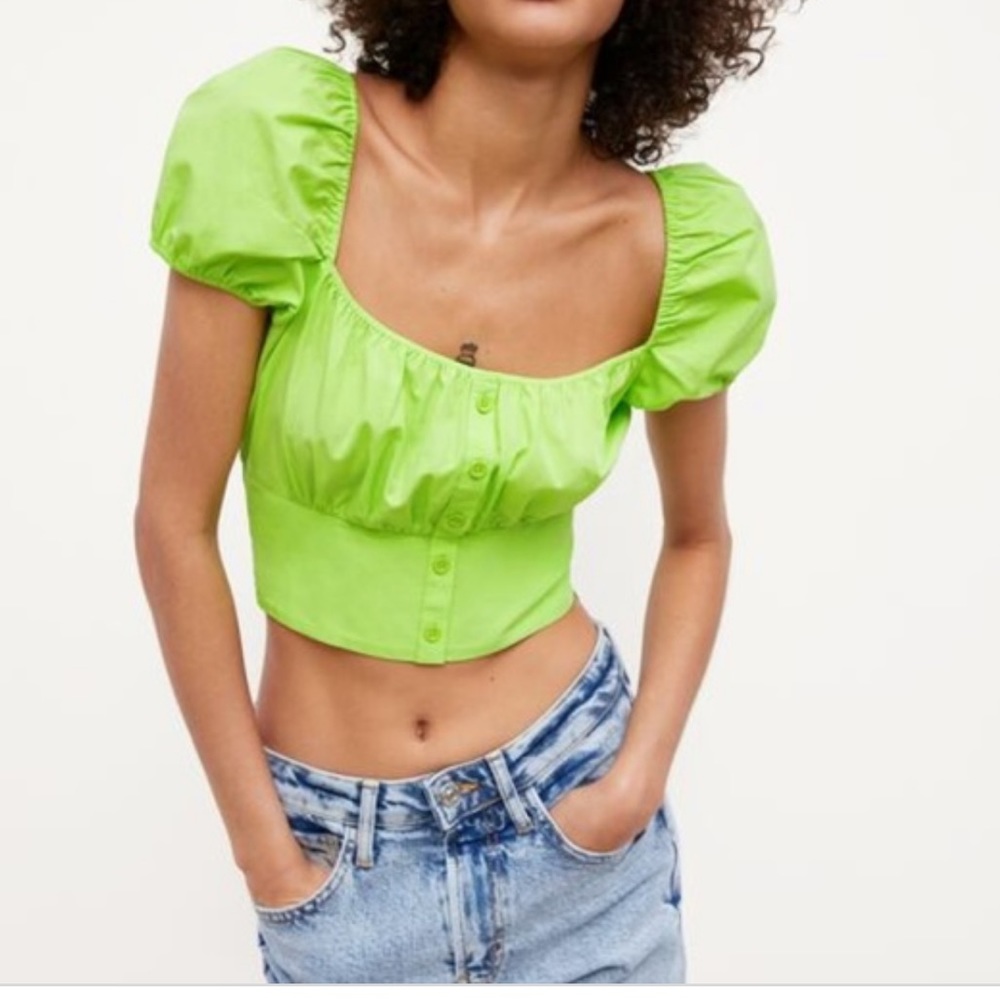 Zara lime green crop top